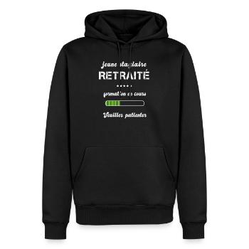 Retraite veuillez patienter - Sweat à capuche Premium bio Homme - noir - Devant - Nico (187cm)