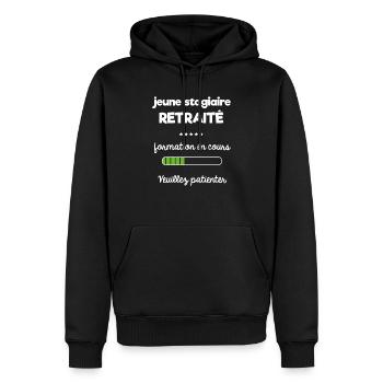 jeune retraité homme - Sweat à capuche Premium bio Homme - noir - Devant - Nico (187cm)