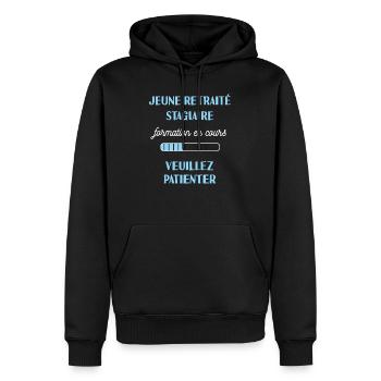 retraite homme - Sweat à capuche Premium bio Homme - noir - Devant - Nico (187cm)