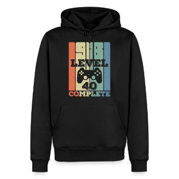 Niveau 40 Complete 1981 Anniversaire T-shirt cadeau - Sweat à capuche Premium bio Homme - noir - Devant - Nico (187cm)