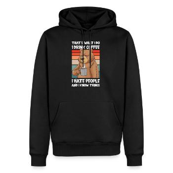 Qu’est-ce qu’i Do I Drink Coffee I Hate People Ours - Sweat à capuche Premium bio Homme - noir - Devant - Nico (187cm)