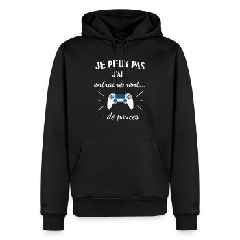 humour jeux vidéos - Sweat à capuche Premium bio Homme - noir - Devant - Nico (187cm)