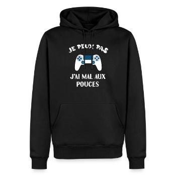 citation cool geek - Sweat à capuche Premium bio Homme - noir - Devant - Nico (187cm)