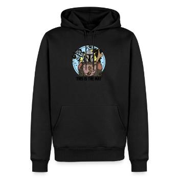 THIS IS THE MAY ! (printemps, way) - Sweat à capuche Premium bio Homme - noir - Devant - Nico (187cm)
