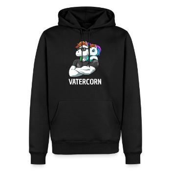 Vater Tochter Einhörner - Papa Mädchen - Männer Premium Bio Hoodie - Schwarz - Vorne - Nico (187cm)
