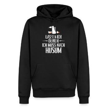 Lasst mich durch ich muss nach Husum Möwe - Männer Premium Bio Hoodie - Schwarz - Vorne - Nico (187cm)