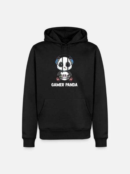 Cute Gamer Panda - Men’s Premium Organic Hoodie - black