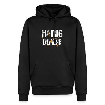 Miel Dealer - Sweat à capuche Premium bio Homme - noir - Devant - Nico (187cm)