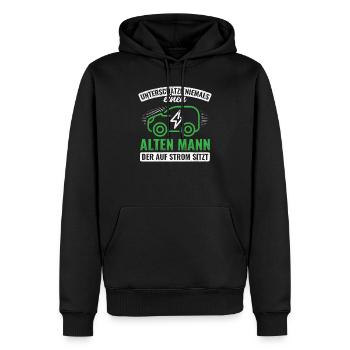Elektroauto E-Auto Auto - Männer Premium Bio Hoodie - Schwarz - Vorne - Nico (187cm)