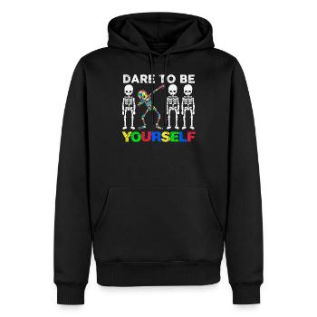 Osez être vous-même - Sweat à capuche Premium bio Homme - noir - Devant - Nico (187cm)