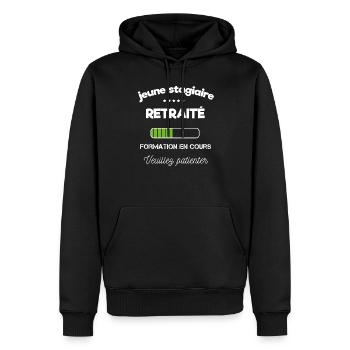 tee shirt retraite - Sweat à capuche Premium bio Homme - noir - Devant - Nico (187cm)