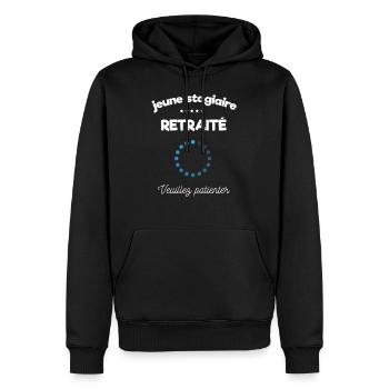retraite homme - Sweat à capuche Premium bio Homme - noir - Devant - Nico (187cm)