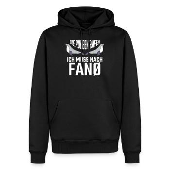 Fanö Robben Nordseeinsel - Männer Premium Bio Hoodie - Schwarz - Vorne - Nico (187cm)
