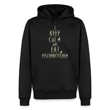 keep calm and eat Fischbrötchen moin norddeutsch - Männer Premium Bio Hoodie - Schwarz - Vorne - Nico (187cm)