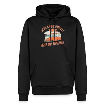 Environnement - Conduire en bus Idée cadeau Camping-car - Sweat à capuche Premium bio Homme - noir - Devant - Nico (187cm)