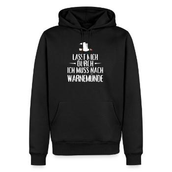 Lasst mich durch ich muss nach Warnemünde Möwe - Männer Premium Bio Hoodie - Schwarz - Vorne - Nico (187cm)