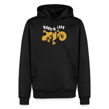 Gecko - Männer Premium Bio Hoodie - Schwarz - Vorne - Nico (187cm)