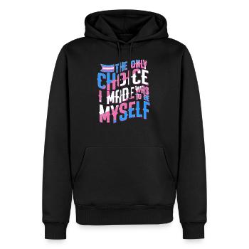 Par transgenre - Sweat à capuche Premium bio Homme - noir - Devant - Nico (187cm)