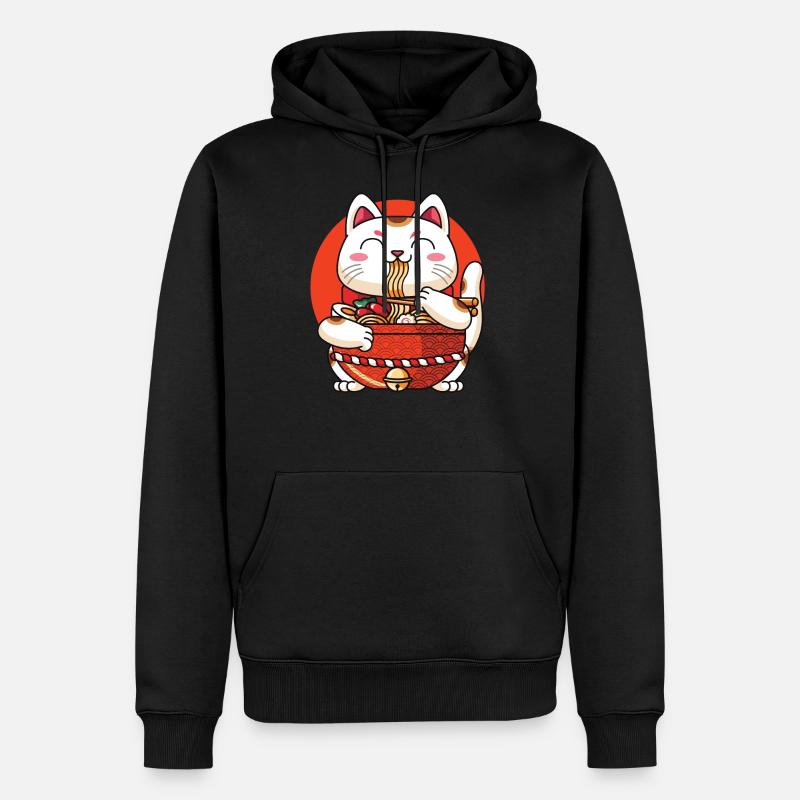 Ramen Maneki Neko Chat - Sweat à capuche Premium bio Homme - noir