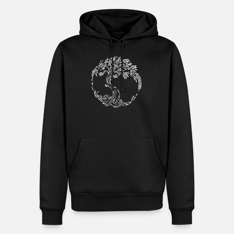 Eleganter Lebensbaum - Männer Premium Bio Hoodie - Schwarz