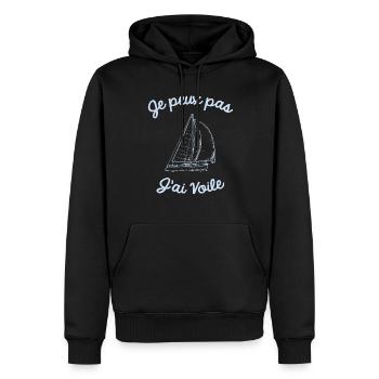 t shirt bateau marine - Sweat à capuche Premium bio Homme - noir - Devant - Nico (187cm)