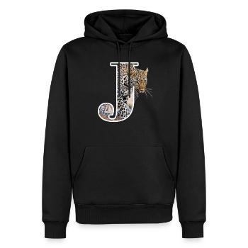 J Jaguar alphabet animaux - Sweat à capuche Premium bio Homme - noir - Devant - Nico (187cm)