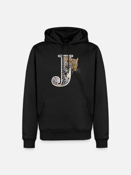 J Jaguar alphabet animals - Men’s Premium Organic Hoodie - black