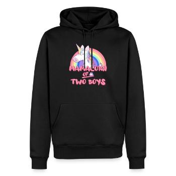 Mamacorn de deux garçons la fête des mères Licorne - Sweat à capuche Premium bio Homme - noir - Devant - Nico (187cm)
