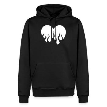 HERZ - Männer Premium Bio Hoodie - Schwarz - Vorne - Nico (187cm)