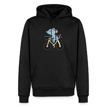 Maus auf einem Fahrrad - Männer Premium Bio Hoodie - Schwarz - Vorne - Nico (187cm)