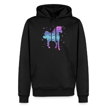 Licorne cadeau fille femmes paillettes Unicorn - Sweat à capuche Premium bio Homme - noir - Devant - Nico (187cm)