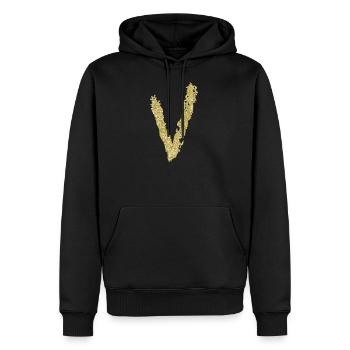 Buchstabe V Geschenk Name 2 - Männer Premium Bio Hoodie - Schwarz - Vorne - Nico (187cm)