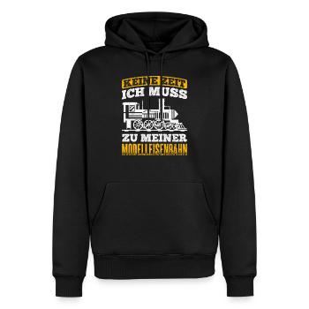 Modelleisenbahn Eisenbahn - Männer Premium Bio Hoodie - Schwarz - Vorne - Nico (187cm)