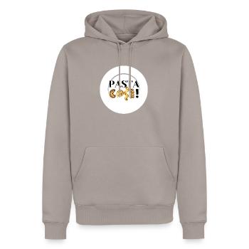 Pasta cosi!! - Männer Premium Bio Hoodie - Taupe - Vorne - Nico (187cm)