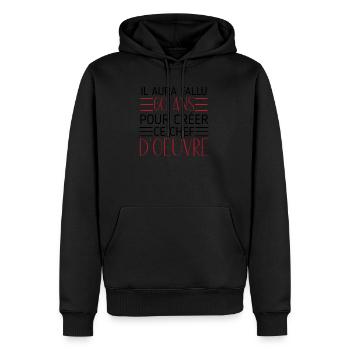 anniversaire 60 ans, idée cadeau humour - Sweat à capuche Premium bio Homme - noir - Devant - Nico (187cm)