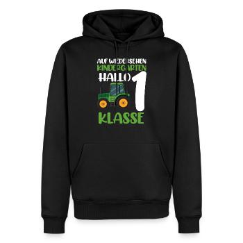 Schulkind Traktor Einschulung Geschenk - Männer Premium Bio Hoodie - Schwarz - Vorne - Nico (187cm)