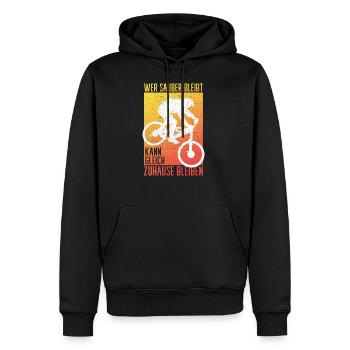 MTB Wer sauber bleibt kann gleich Zuhause bleibem - Männer Premium Bio Hoodie - Schwarz - Vorne - Nico (187cm)