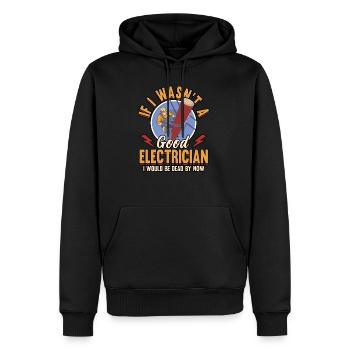 Électricien Electricité Artisans Métier Drôle - Sweat à capuche Premium bio Homme - noir - Devant - Nico (187cm)