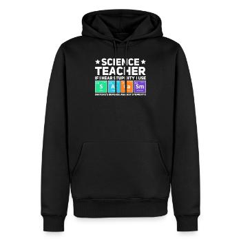 Professeur de sciences - Sweat à capuche Premium bio Homme - noir - Devant - Nico (187cm)