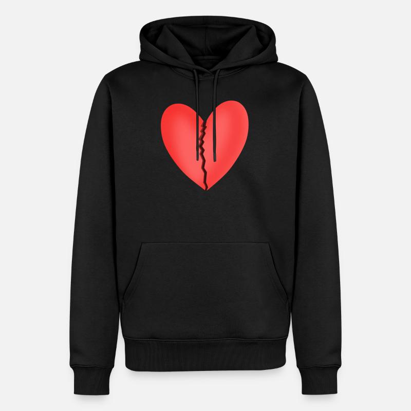Gebrochenes Herz - Männer Premium Bio Hoodie - Schwarz