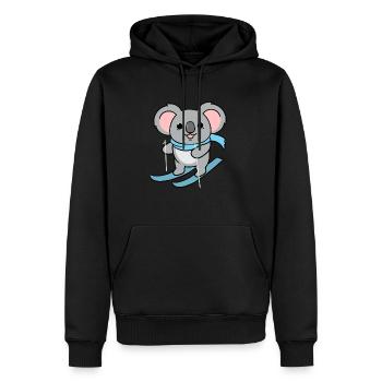 Koala-Skifahren - Männer Premium Bio Hoodie - Schwarz - Vorne - Nico (187cm)