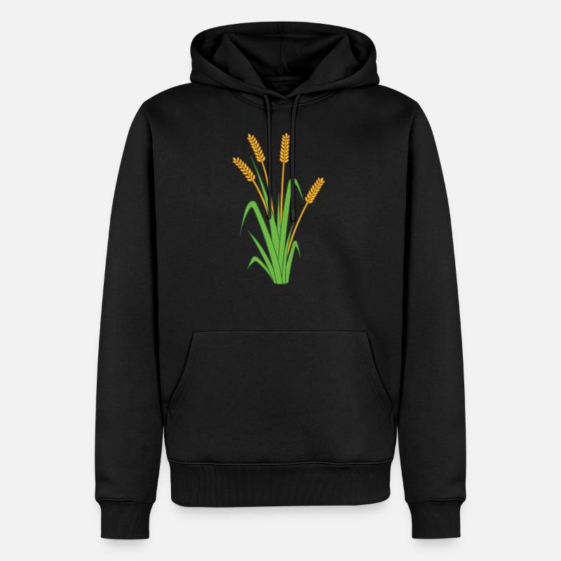 pszenica - Ekologiczna męska bluza z kapturem Premium - czarny