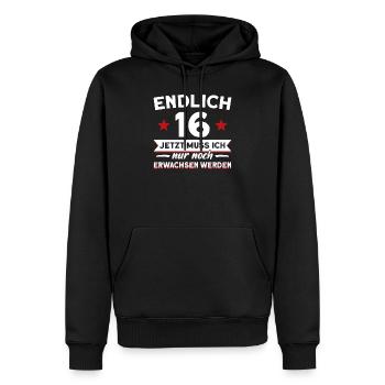 16. Geburtstag Mann 16 Jahre Frau Geschenk - Männer Premium Bio Hoodie - Schwarz - Vorne - Nico (187cm)