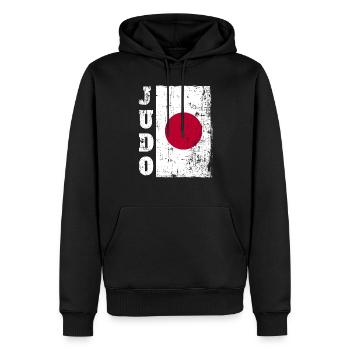 Judo Sport Judoka Drapeau Drapeau Tokyo Japon - Sweat à capuche Premium bio Homme - noir - Devant - Nico (187cm)