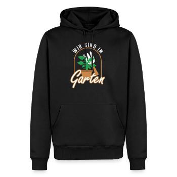 Garten Gärtner Wir sind im Garten Geschenk - Männer Premium Bio Hoodie - Schwarz - Vorne - Nico (187cm)