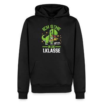 1. Klasse Einschulung Dino Geschenk - Männer Premium Bio Hoodie - Schwarz - Vorne - Nico (187cm)