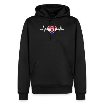 Kroatische Flagge Heartbeat Croatia Geschenk - Männer Premium Bio Hoodie - Schwarz - Vorne - Nico (187cm)