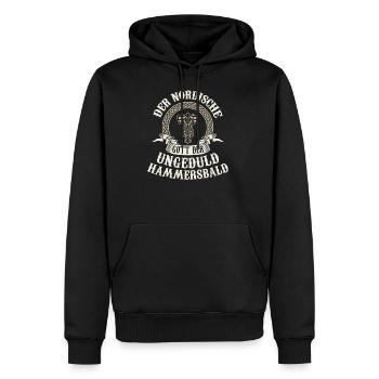 Der nordische Gott der Ungeduld Hammersbald - Männer Premium Bio Hoodie - Schwarz - Vorne - Nico (187cm)