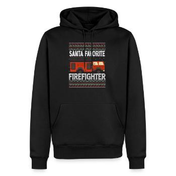 Ugly Christmas Feuerwehr Weihnachtssprüche Lustig - Männer Premium Bio Hoodie - Schwarz - Vorne - Nico (187cm)