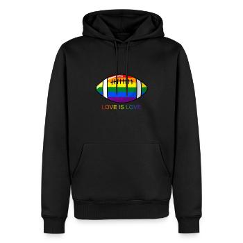 Liebe ist Liebe - Pride Rainbow Football - Männer Premium Bio Hoodie - Schwarz - Vorne - Nico (187cm)